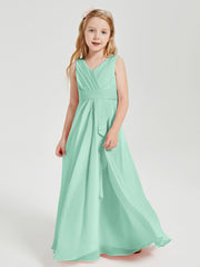 Boho Robes de Demoiselle d'Honneur Longues en Mousseline Vert Menthe