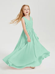 Boho Robes de Demoiselle d'Honneur Longues en Mousseline Vert Menthe