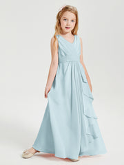 Boho Robes de Demoiselle d'Honneur Longues en Mousseline Brume