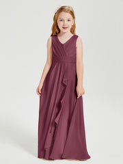 Boho Robes de Demoiselle d'Honneur Longues en Mousseline Mûre