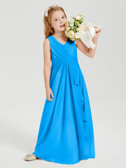 Boho Robes de Demoiselle d'Honneur Longues en Mousseline Bleu Océan