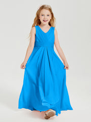 Boho Robes de Demoiselle d'Honneur Longues en Mousseline Bleu Océan