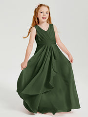 Boho Robes de Demoiselle d'Honneur Longues en Mousseline Olive Verte