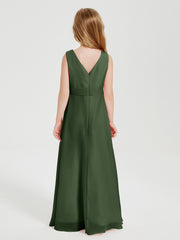 Boho Robes de Demoiselle d'Honneur Longues en Mousseline Olive Verte