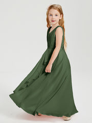 Boho Robes de Demoiselle d'Honneur Longues en Mousseline Olive Verte