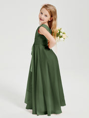 Boho Robes de Demoiselle d'Honneur Longues en Mousseline Olive Verte