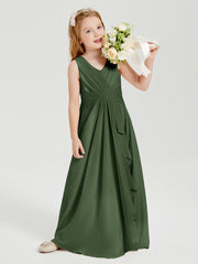 Boho Robes de Demoiselle d'Honneur Longues en Mousseline Olive Verte