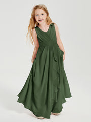 Boho Robes de Demoiselle d'Honneur Longues en Mousseline Olive Verte
