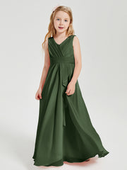 Boho Robes de Demoiselle d'Honneur Longues en Mousseline Olive Verte