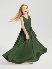 Boho Robes de Demoiselle d'Honneur Longues en Mousseline Olive Verte