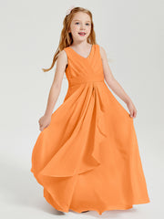 Boho Robes de Demoiselle d'Honneur Longues en Mousseline Orange