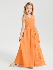 Boho Robes de Demoiselle d'Honneur Longues en Mousseline Orange
