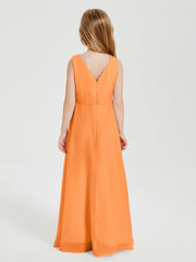 Boho Robes de Demoiselle d'Honneur Longues en Mousseline Orange