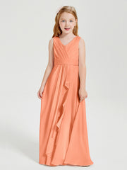 Boho Robes de Demoiselle d'Honneur Longues en Mousseline Papaye