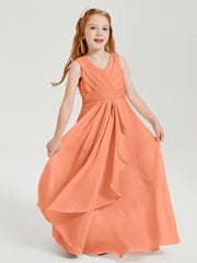 Boho Robes de Demoiselle d'Honneur Longues en Mousseline Papaye