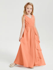 Boho Robes de Demoiselle d'Honneur Longues en Mousseline Papaye