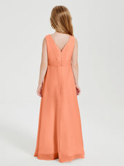 Boho Robes de Demoiselle d'Honneur Longues en Mousseline Papaye