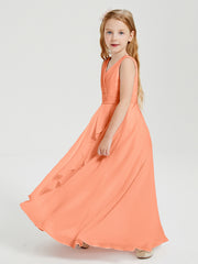 Boho Robes de Demoiselle d'Honneur Longues en Mousseline Papaye