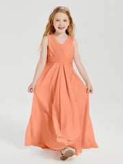 Boho Robes de Demoiselle d'Honneur Longues en Mousseline Papaye