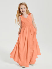 Boho Robes de Demoiselle d'Honneur Longues en Mousseline Papaye