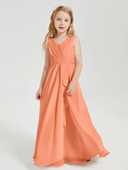 Boho Robes de Demoiselle d'Honneur Longues en Mousseline Papaye