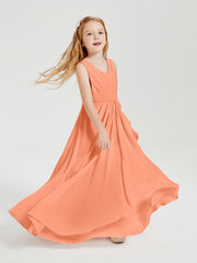 Boho Robes de Demoiselle d'Honneur Longues en Mousseline Papaye