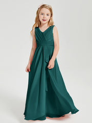 Boho Robes de Demoiselle d'Honneur Longues en Mousseline Paon