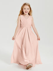 Boho Robes de Demoiselle d'Honneur Longues en Mousseline Rose Perle