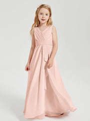 Boho Robes de Demoiselle d'Honneur Longues en Mousseline Rose Perle