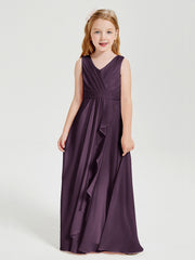Boho Robes de Demoiselle d'Honneur Longues en Mousseline Plum