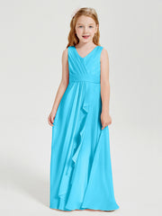 Boho Robes de Demoiselle d'Honneur Longues en Mousseline Piscine