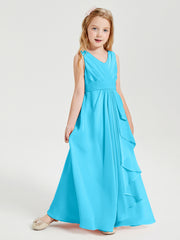 Boho Robes de Demoiselle d'Honneur Longues en Mousseline Piscine