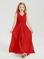 Boho Robes de Demoiselle d'Honneur Longues en Mousseline Rouge