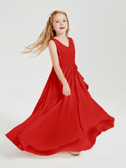 Boho Robes de Demoiselle d'Honneur Longues en Mousseline Rouge