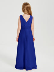 Boho Robes de Demoiselle d'Honneur Longues en Mousseline Bleu Royale