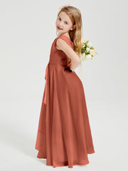Boho Robes de Demoiselle d'Honneur Longues en Mousseline Rouille