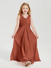 Boho Robes de Demoiselle d'Honneur Longues en Mousseline Rouille