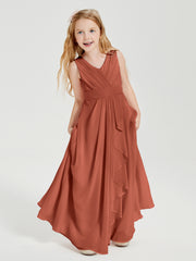 Boho Robes de Demoiselle d'Honneur Longues en Mousseline Rouille