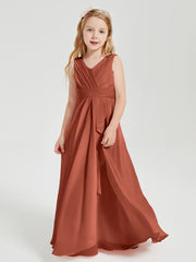 Boho Robes de Demoiselle d'Honneur Longues en Mousseline Rouille
