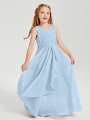Boho Robes de Demoiselle d'Honneur Longues en Mousseline Bleu Ciel