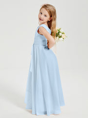 Boho Robes de Demoiselle d'Honneur Longues en Mousseline Bleu Ciel