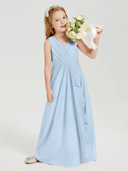 Boho Robes de Demoiselle d'Honneur Longues en Mousseline Bleu Ciel