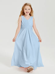 Boho Robes de Demoiselle d'Honneur Longues en Mousseline Bleu Ciel