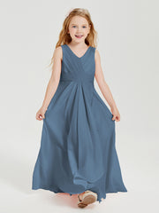 Boho Robes de Demoiselle d'Honneur Longues en Mousseline Bleu de Schiste