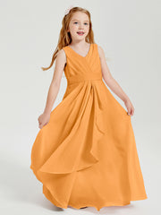 Boho Robes de Demoiselle d'Honneur Longues en Mousseline Mandarine