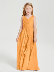 Boho Robes de Demoiselle d'Honneur Longues en Mousseline Mandarine