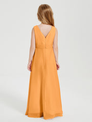 Boho Robes de Demoiselle d'Honneur Longues en Mousseline Mandarine