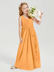 Boho Robes de Demoiselle d'Honneur Longues en Mousseline Mandarine