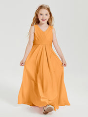Boho Robes de Demoiselle d'Honneur Longues en Mousseline Mandarine