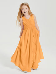 Boho Robes de Demoiselle d'Honneur Longues en Mousseline Mandarine